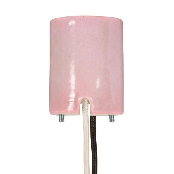 Keyless Pink Porcelain Mogul Socket for Open HID Fixtures, Mounting Screws Held Captive, 1/2"