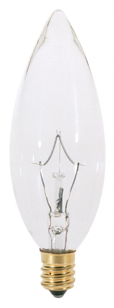 60 Watt B10 Incandescent; Clear; 2500 Average rated hours; 642 Lumens; Candelabra base; 130 Volt