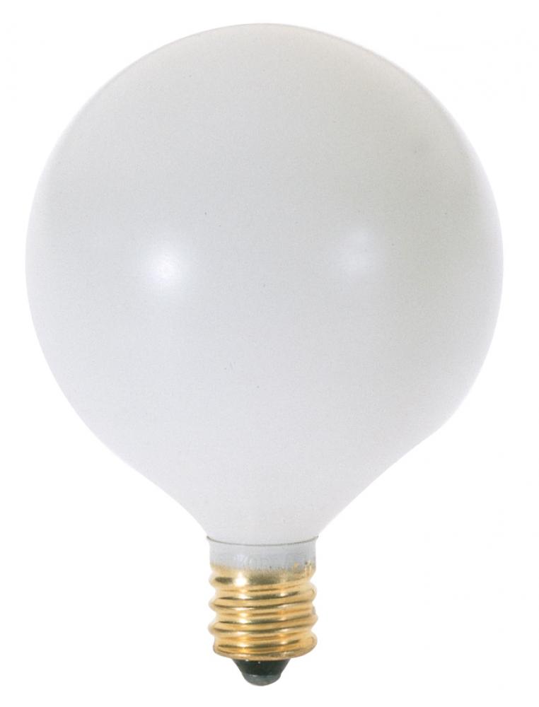 40 Watt G16 1/2 Incandescent; Satin White; 2500 Average rated hours; 325 Lumens; Candelabra base;