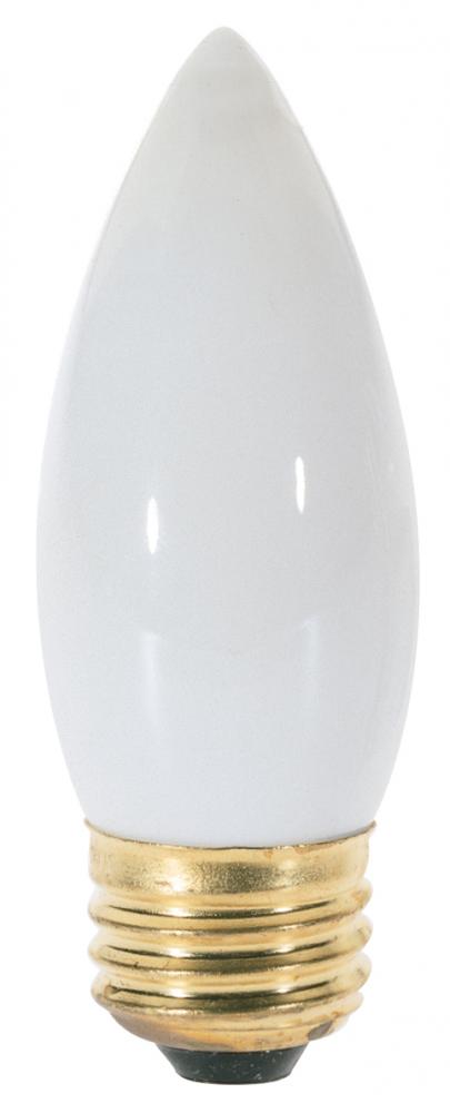 25 Watt B11 Incandescent; White; 1500 Average rated hours; 150 Lumens; Medium base; 120 Volt