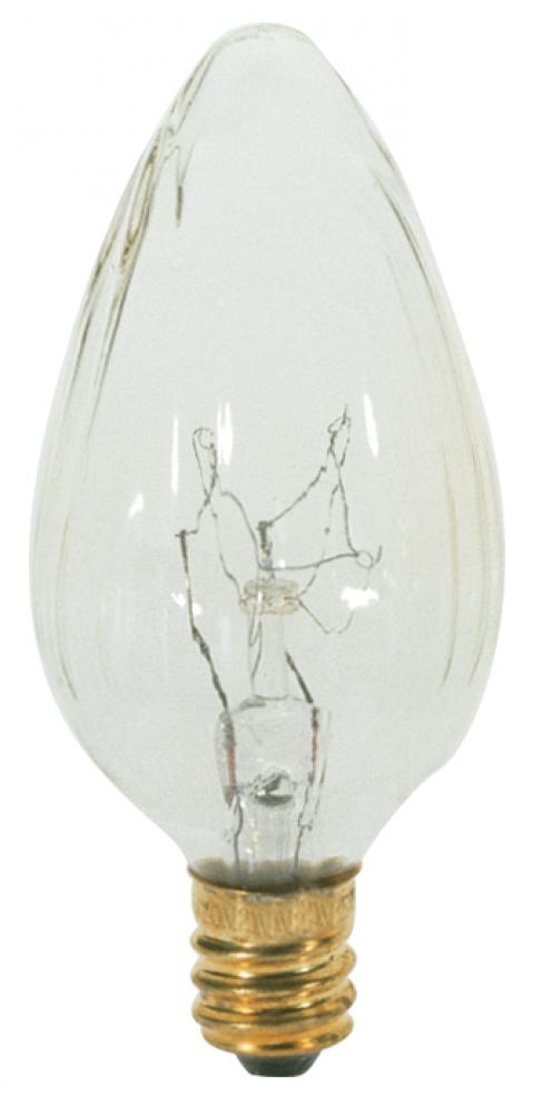 25 Watt F10 Incandescent; Clear; 1500 Average rated hours; 195 Lumens; Candelabra base; 120 Volt