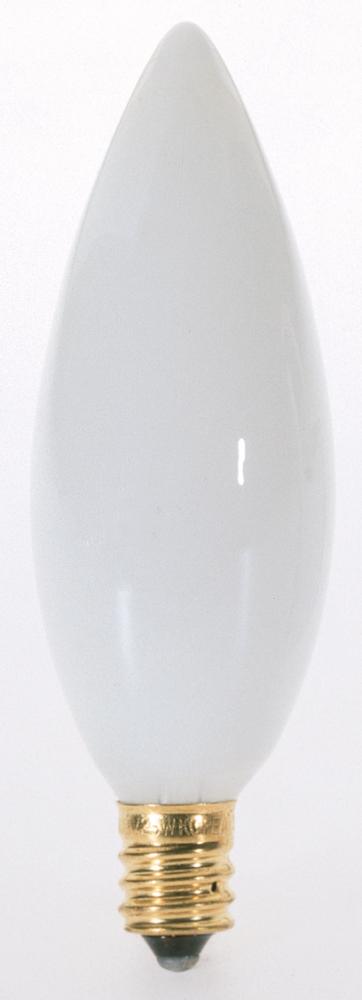 60 Watt B10 Incandescent; White; 1500 Average rated hours; 630 Lumens; Candelabra base; 120 Volt;