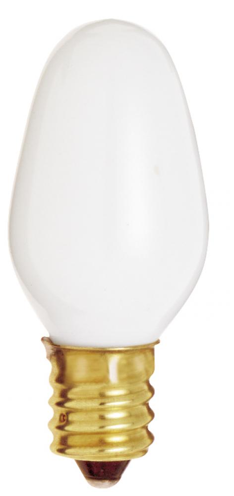 7 Watt C7 Incandescent; White; 3000 Average rated hours; 28 Lumens; Candelabra base; 120 Volt;