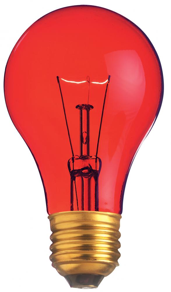 25 Watt A19 Incandescent; Transparent Red; 2000 Average rated hours; Medium base; 130 Volt