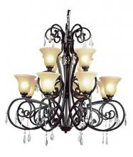 Trans Globe 9932 DBZ - Twelve Light Dark Bronze Champagne Swirl, Scalloped Edge, Ribbed Glass Up Chandelier