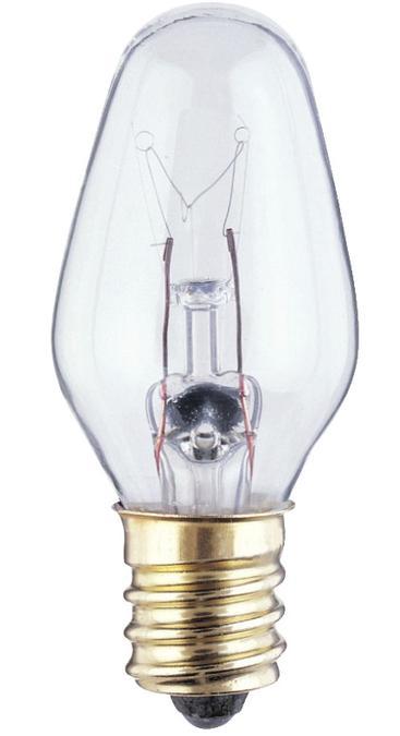 4W C7 Incandescent Clear E12 (Candelabra) Base, 120 Volt, Card, 2-Pack