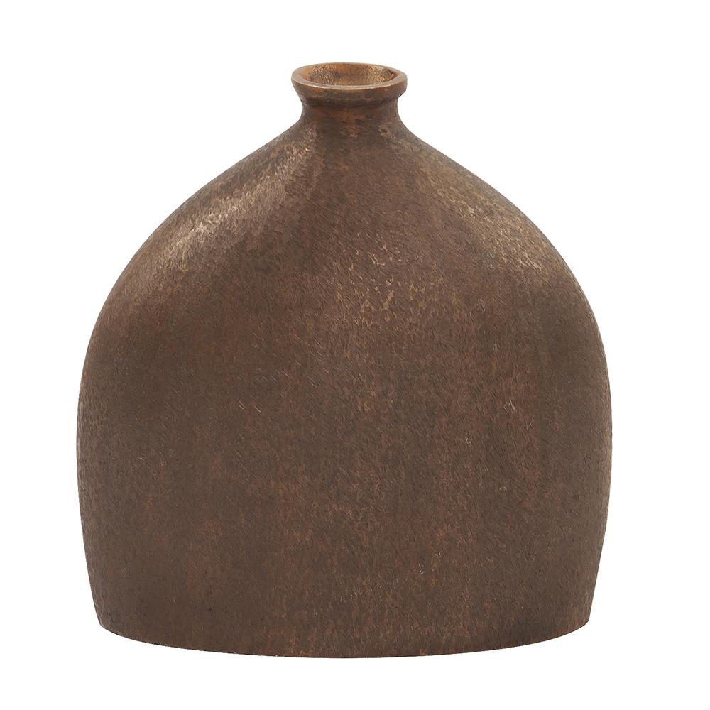 Textured Flask Vase in Dark Copper, Small