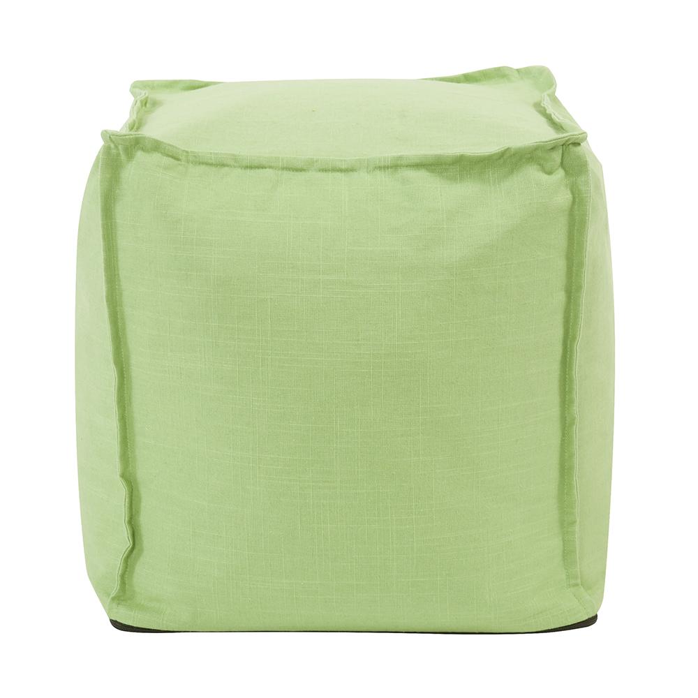 Square Pouf Linen Slub Grass