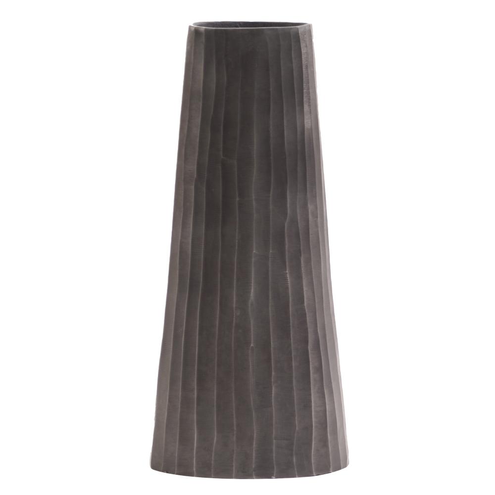 Graphite Chiseled Metal Vase