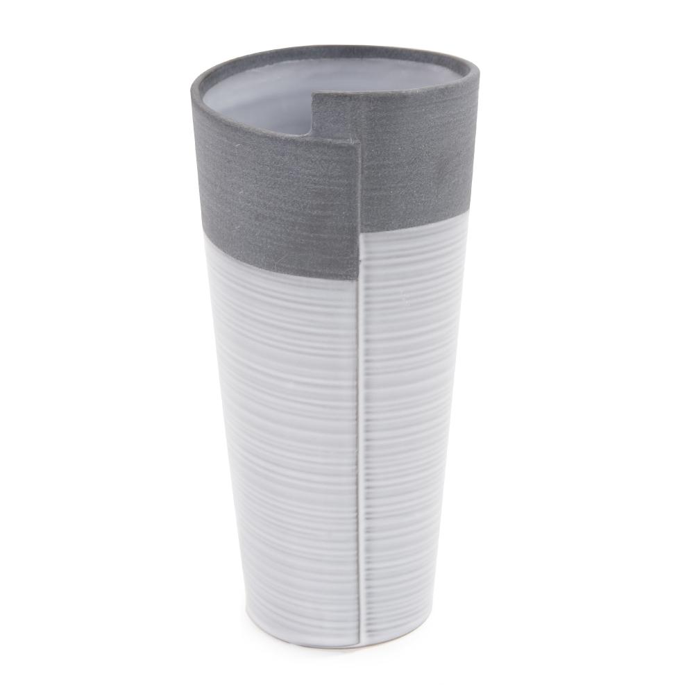 Rolled Two Tone Gray Vase, Large