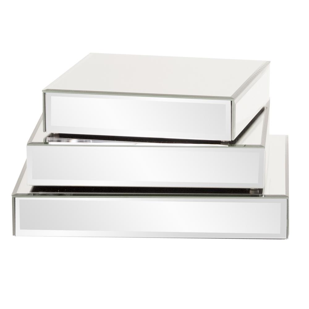 Square Mirrored Display Platforms - set of 3