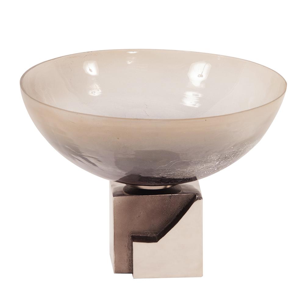 Ombre Glass Bowl on Square Aluminum Base