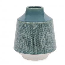 Howard Elliott 89107 - Cross Hatched Sea Blue Ceramic Round Vase