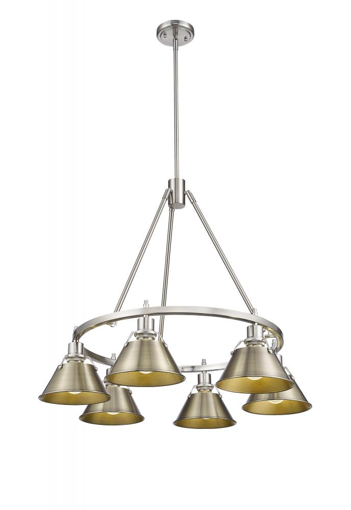 Orwell 6-Light Chandelier in Pewter with Aged Brass