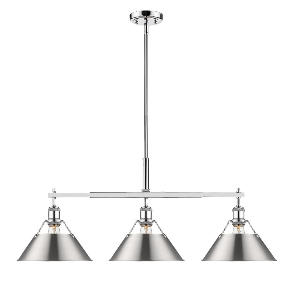 Orwell 3-Light Linear Pendant in Chrome with Pewter