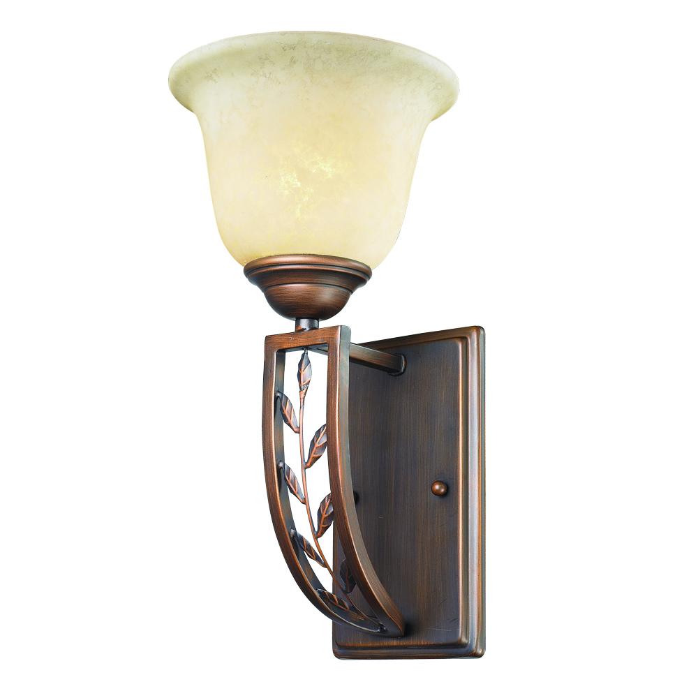 One Light Sovereign Bronze Tea Stone Glass Wall Light