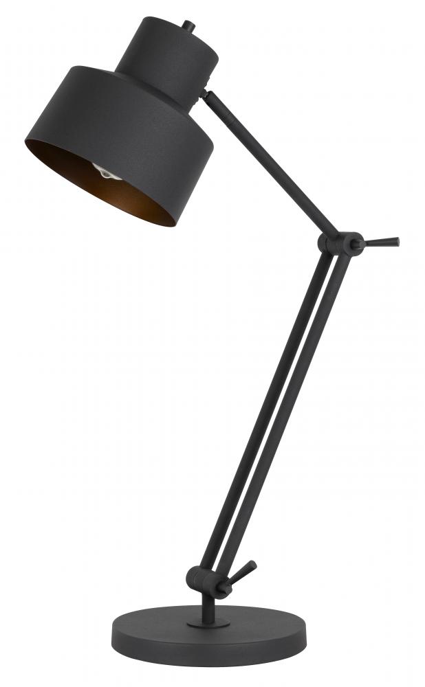 60W Davidson Metal Desk Lamp with Weighted Base, Adjustable Upper and Lower Arms