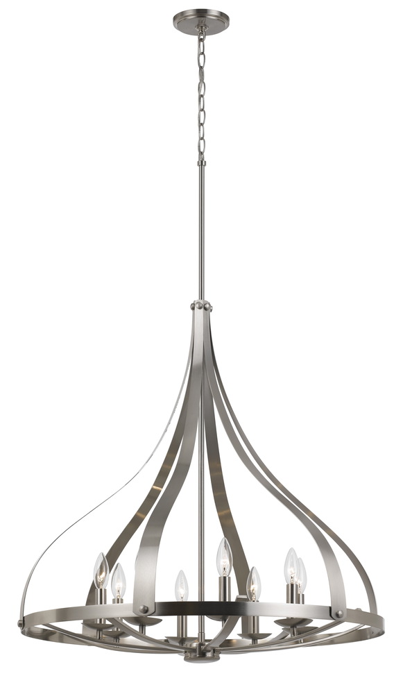 73" Inch Metal Chandelier in Brushed Steel Finish