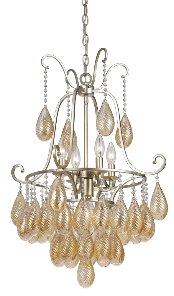 34.5" Inch Glass Chandelier in Warm Silver Finish