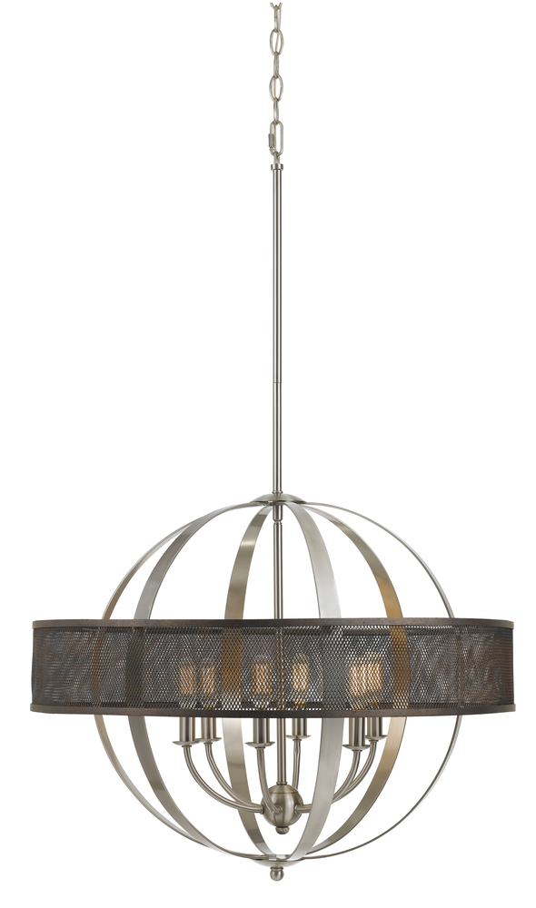 22" Inch Tall Steel Chandelier in Brushed Steel Finish