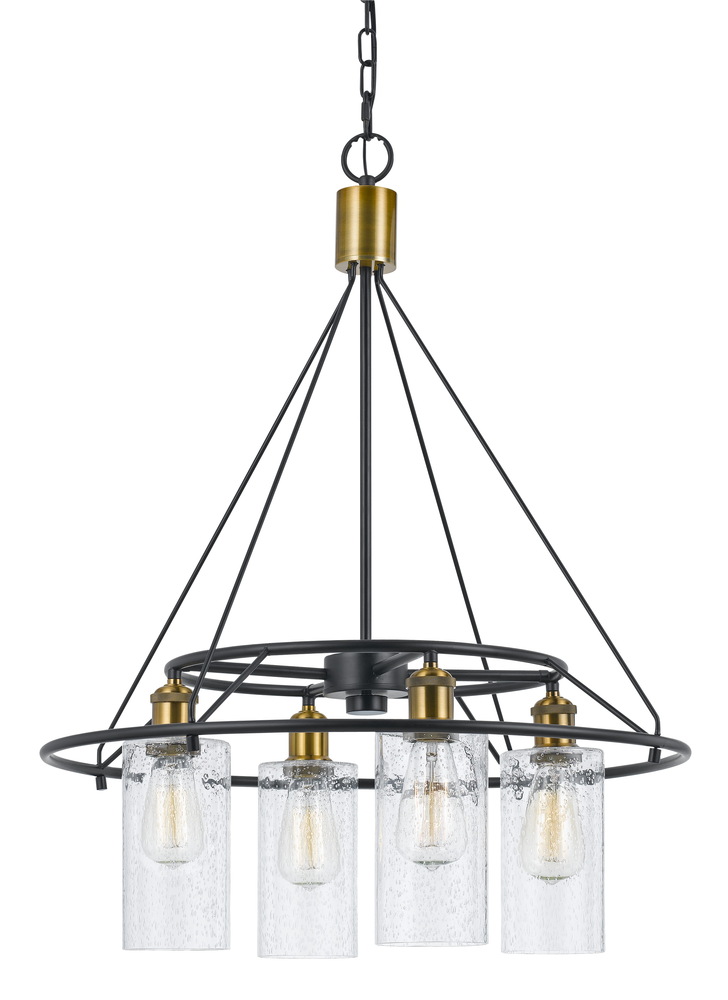 60W X 4 Rexburg Metal Glass Chandelier (Edison Bulbs Not Included)