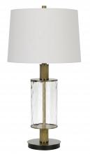 CAL Lighting BO-2988TB - 150W 3 Way Morrilton Glass Table Lamp with Wood Pole and Hardback Taper Drum Fabric Shade