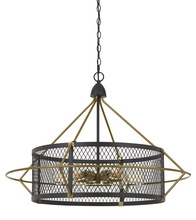 CAL Lighting FX-3696-6 - 24.25" Height Metal Chandelier in Antique Brass/Black Finish