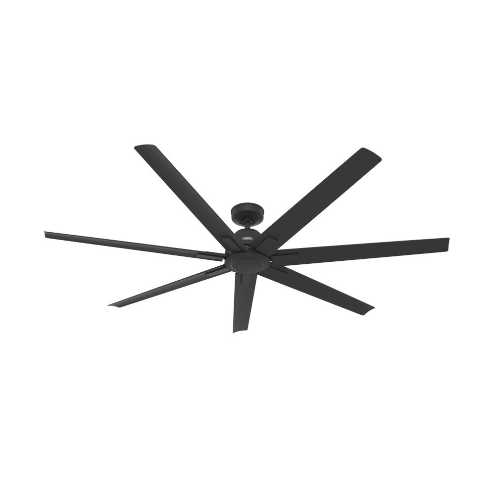 Hunter 72 inch Downtown Matte Black Damp Rated Ceiling Fan and Wall Control