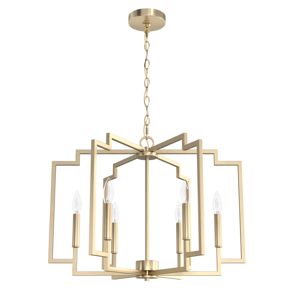 Hunter Zoanne Alturas Gold 6 Light Medium Chandelier Ceiling Light Fixture