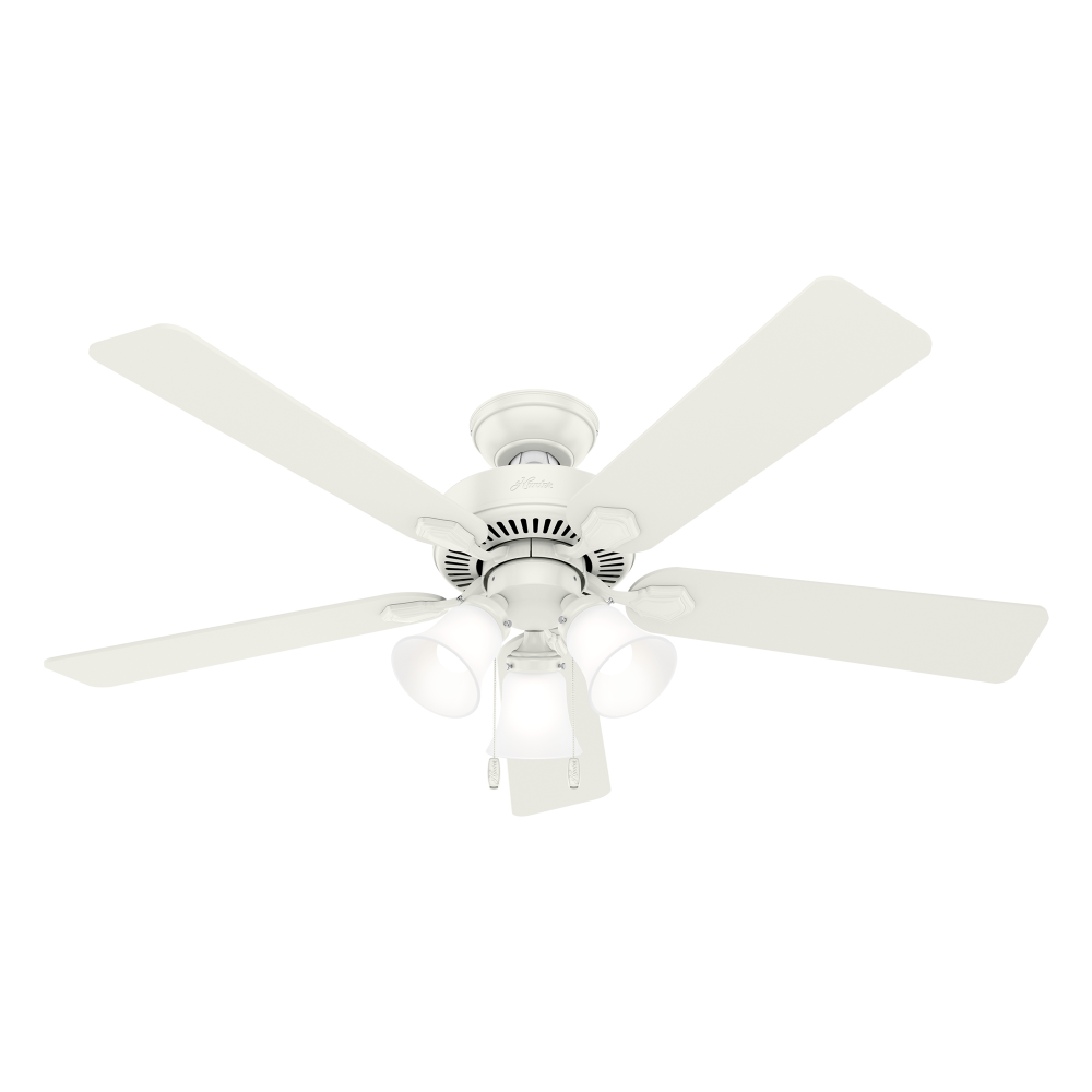 Hunter 52 inch Swanson Fresh White Ceiling Fan with LED Light Kit and Pull Chain
