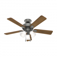 Hunter 50882 - Hunter 44 inch Swanson Matte Silver Ceiling Fan with LED Light Kit and Pull Chain