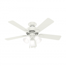 Hunter 50885 - Hunter 44 inch Swanson Fresh White Ceiling Fan with LED Light Kit and Pull Chain