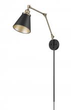 Millennium 10001-MB/VB - Evonne 1-Light Swing Arm Sconce Light Matte Black/Vintage Brass