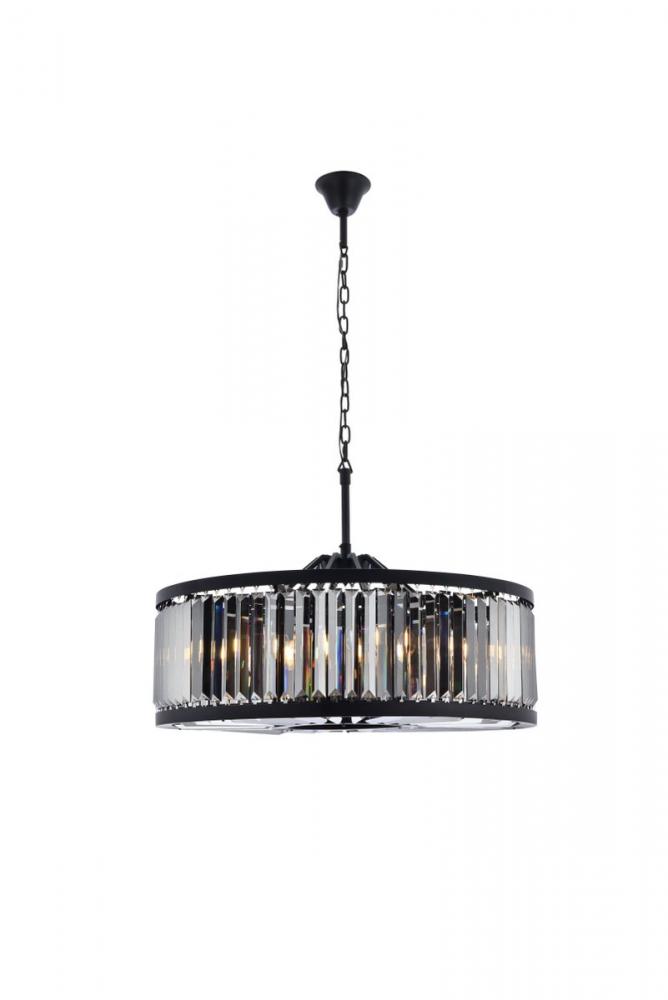 Chelsea 10 light Matte Black Chandelier Silver Shade (Grey) Royal Cut Crystal