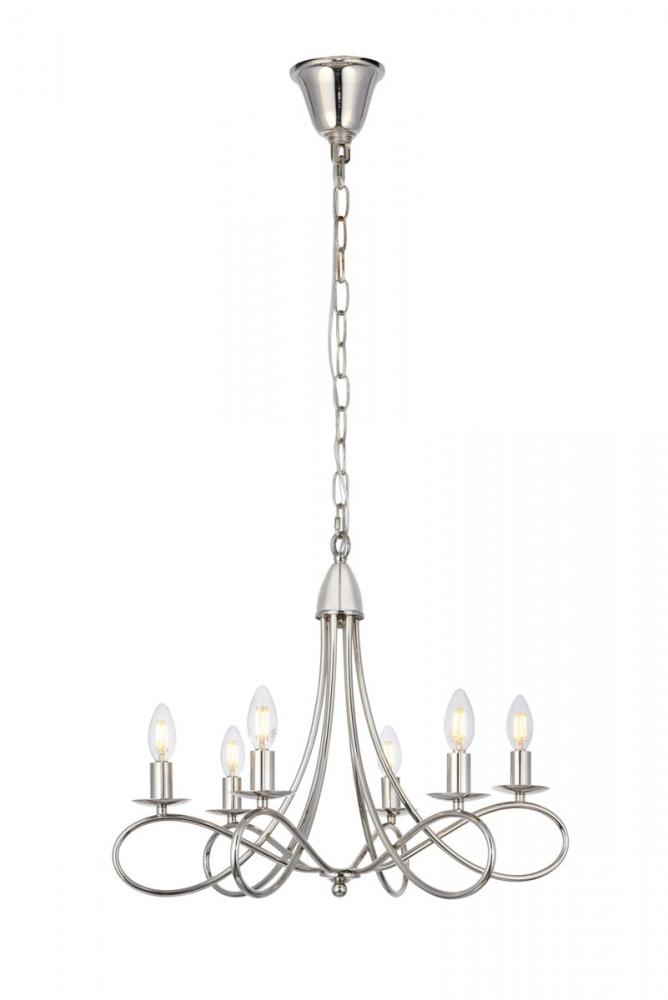 Lyndon 6 light polished Nickel Pendant