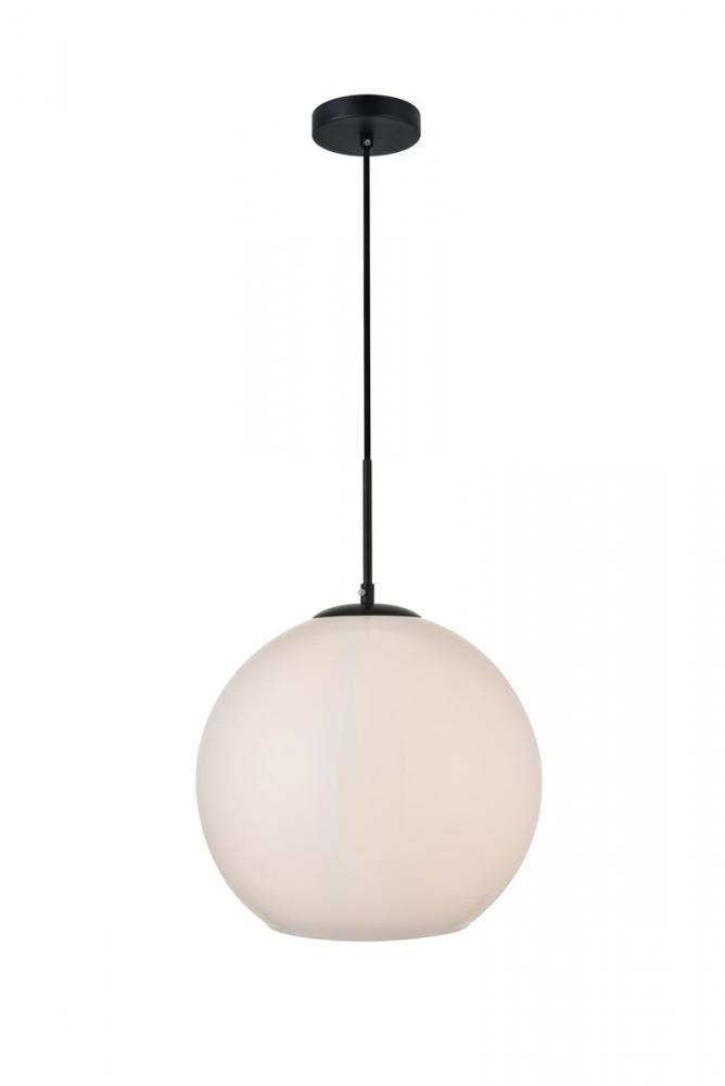 Baxter 1 Light Black Pendant With Frosted White Glass