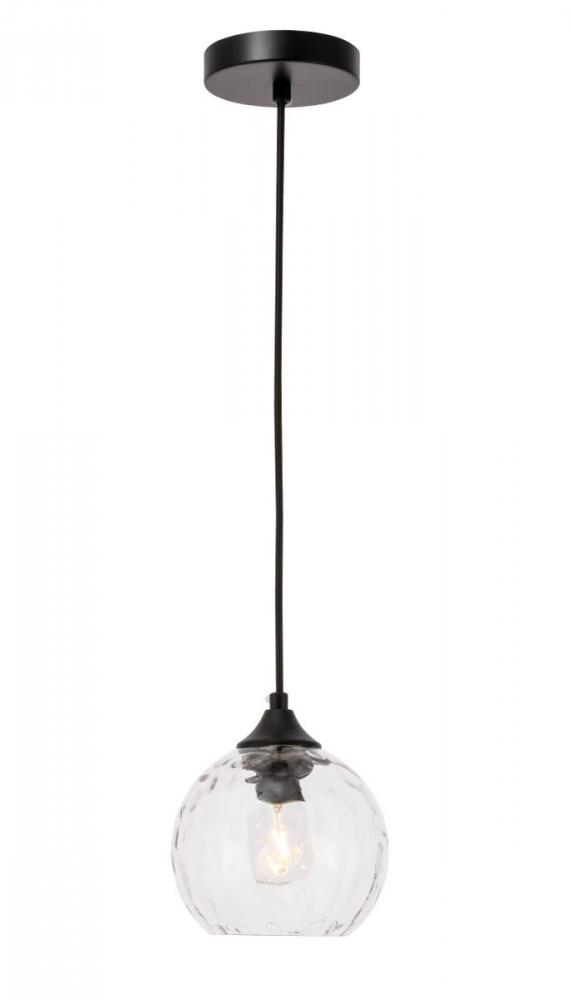 Cashel 1 light Black and Clear glass pendant