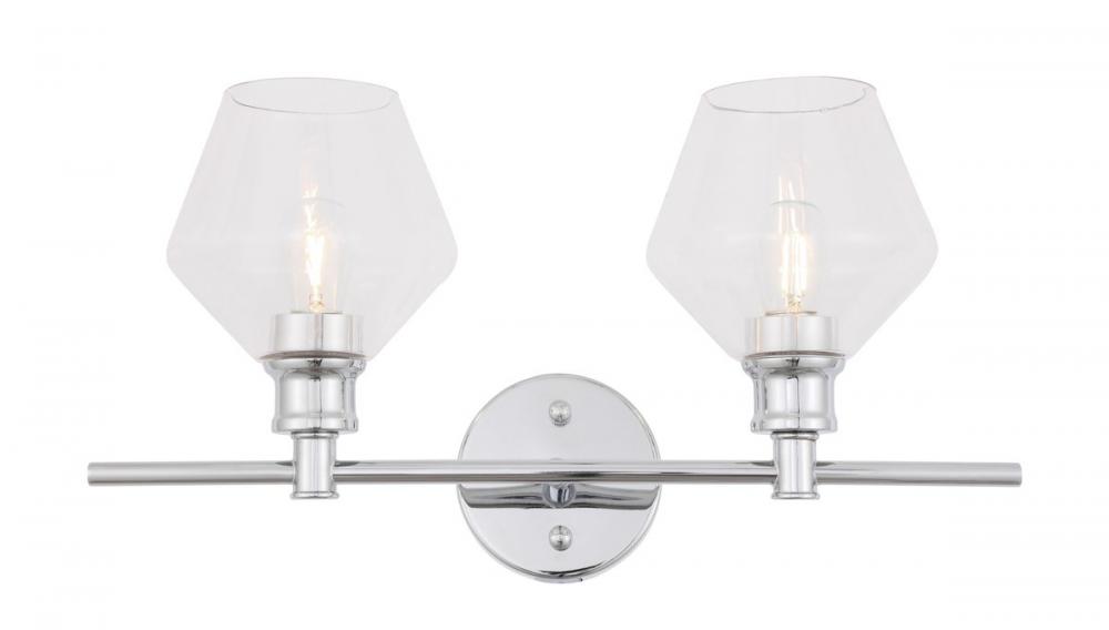 Gene 2 light Chrome and Clear glass Wall sconce