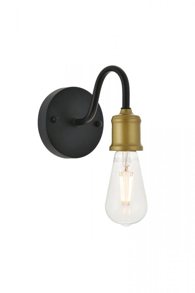 Serif 1 light brass and black Wall Sconce