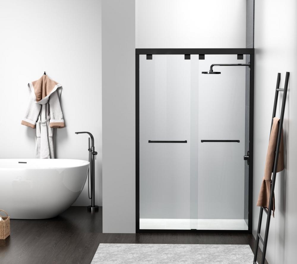 Semi-frameless shower door 48 x 76 Matte Black