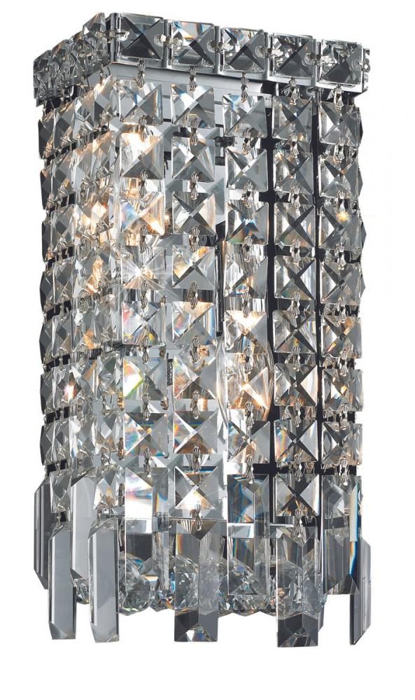 Maxime 2 Light Chrome Wall Sconce Clear Royal Cut Crystal