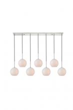 Elegant LD2231C - Baxter 7 Lights Chrome Pendant With Frosted White Glass