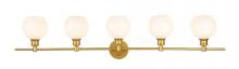 Elegant LD2327BR - Collier 5 light Brass and Frosted white glass Wall sconce