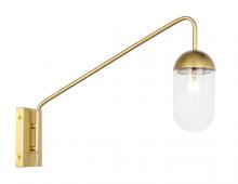 Elegant LD6178BR - Kace 1 light Brass and Clear glass wall sconce