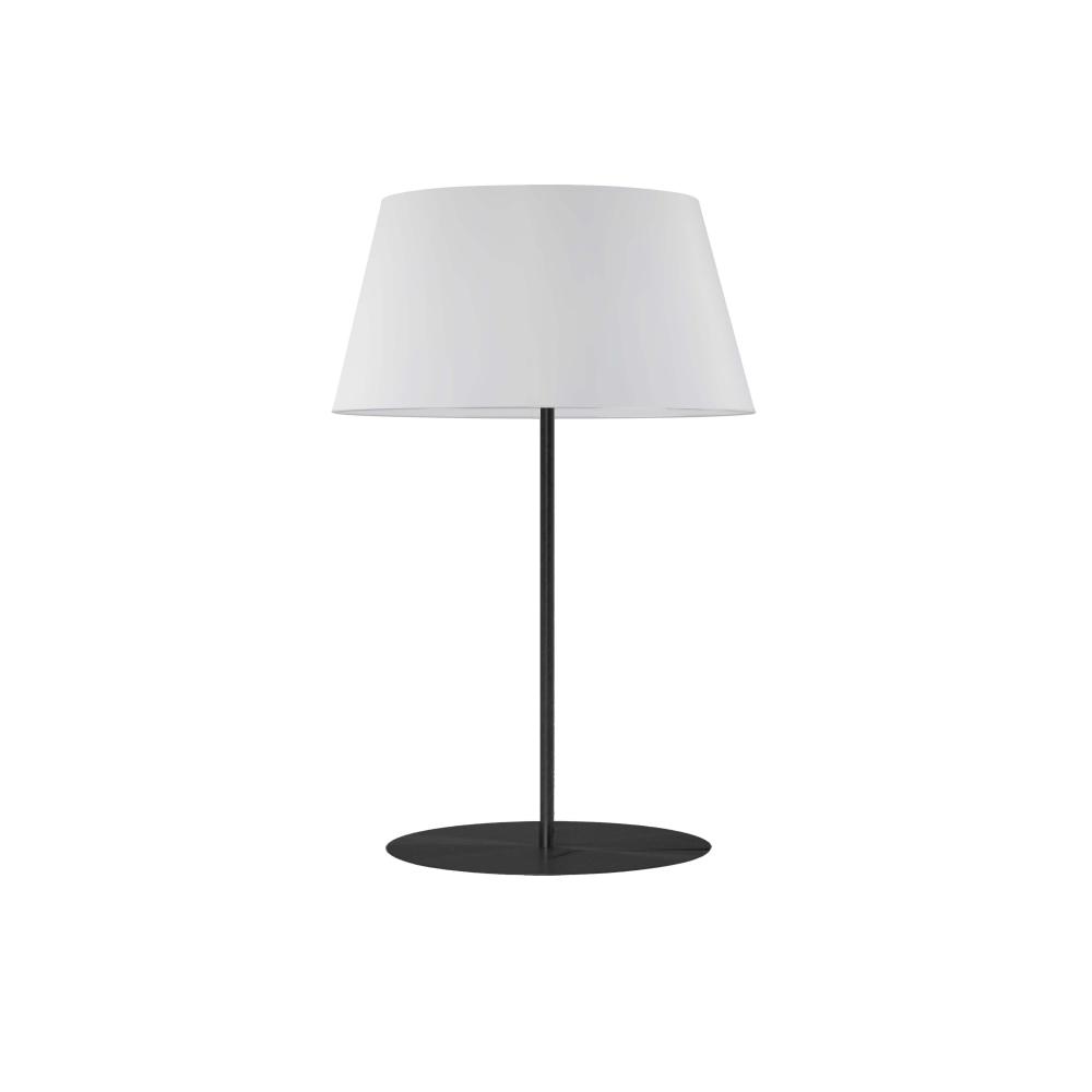 1 Light Incandescent Round Base Table Lamp Matte Black with White Shade