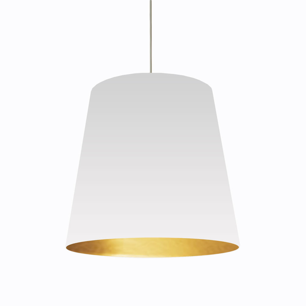 1 Light Tapered Drum Pendant with White on Gold Shade