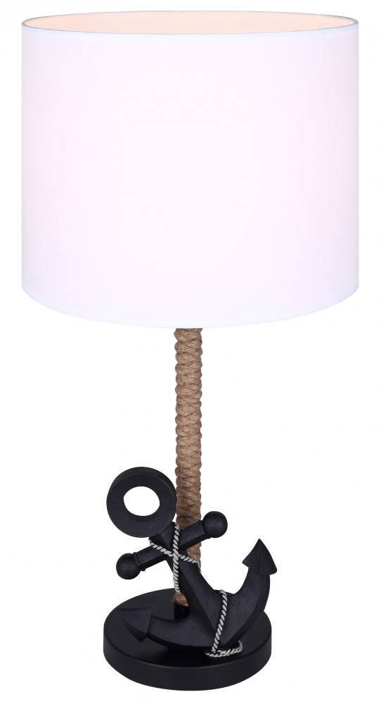 Sidro 1 Light Table Lamp with Matte Black Finish and White Shade