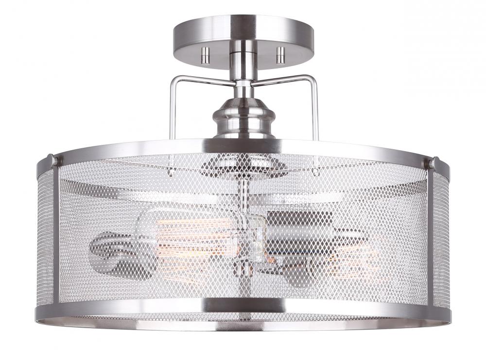 Beckett 3 Light Semi Flush, Nickel Finish