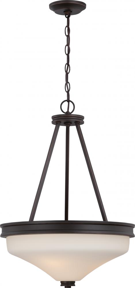 Cody - 3 Light Pendant with Satin White Glass - LED Omni Included