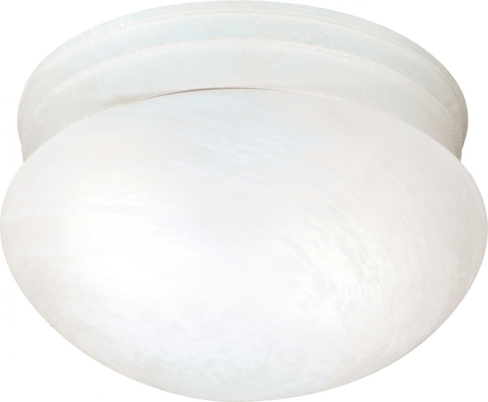 2 Light - 10" Flush with Alabaster Glass - Textured White Finish